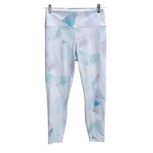 Fabletics High Waisted 7/8 Leggings Retro White Pastel Brushstroke Print, Size L